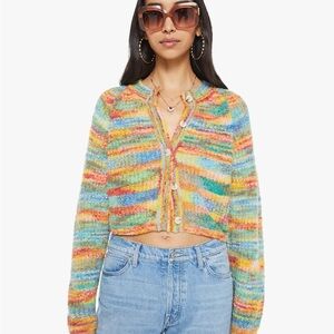 MOTHER Colorful Striped Alpaca Cropper Cardigan